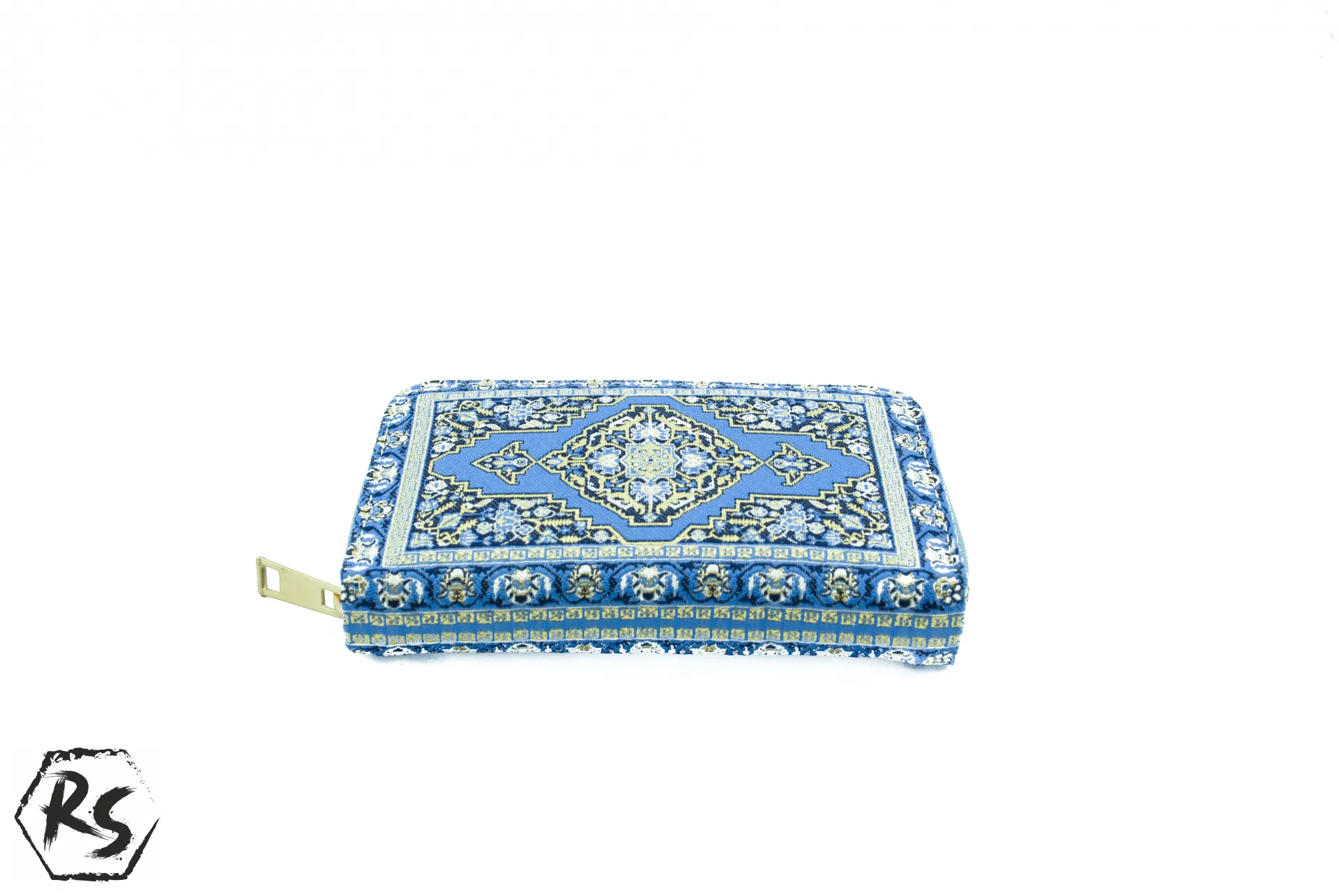 Дамско портмоне от плат с ориенталски дизайн в синьо и бяло 5