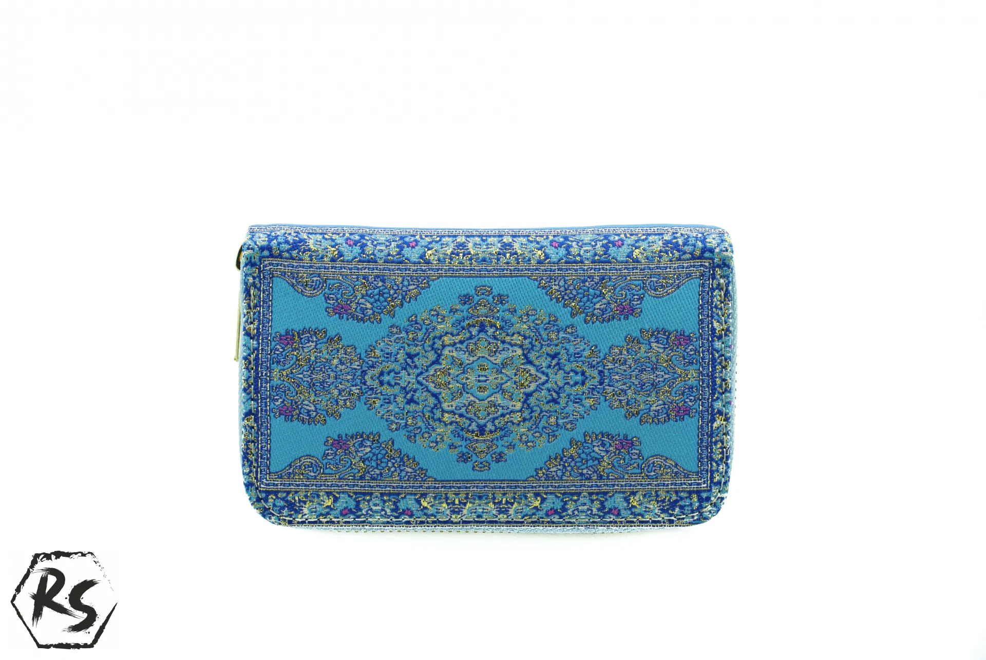 Дамско портмоне от плат с ориенталски дизайн в синьо и светлосиньо 1