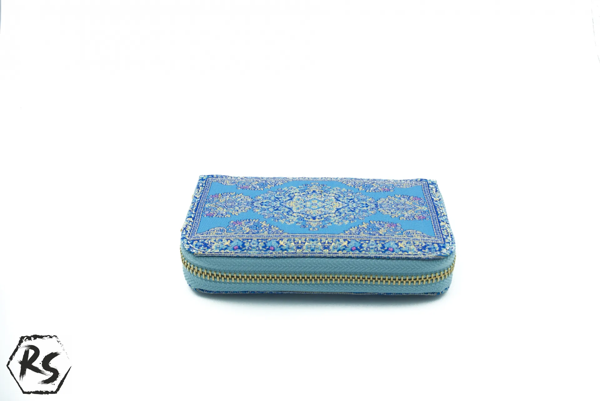 Дамско портмоне от плат с ориенталски дизайн в синьо и светлосиньо 4