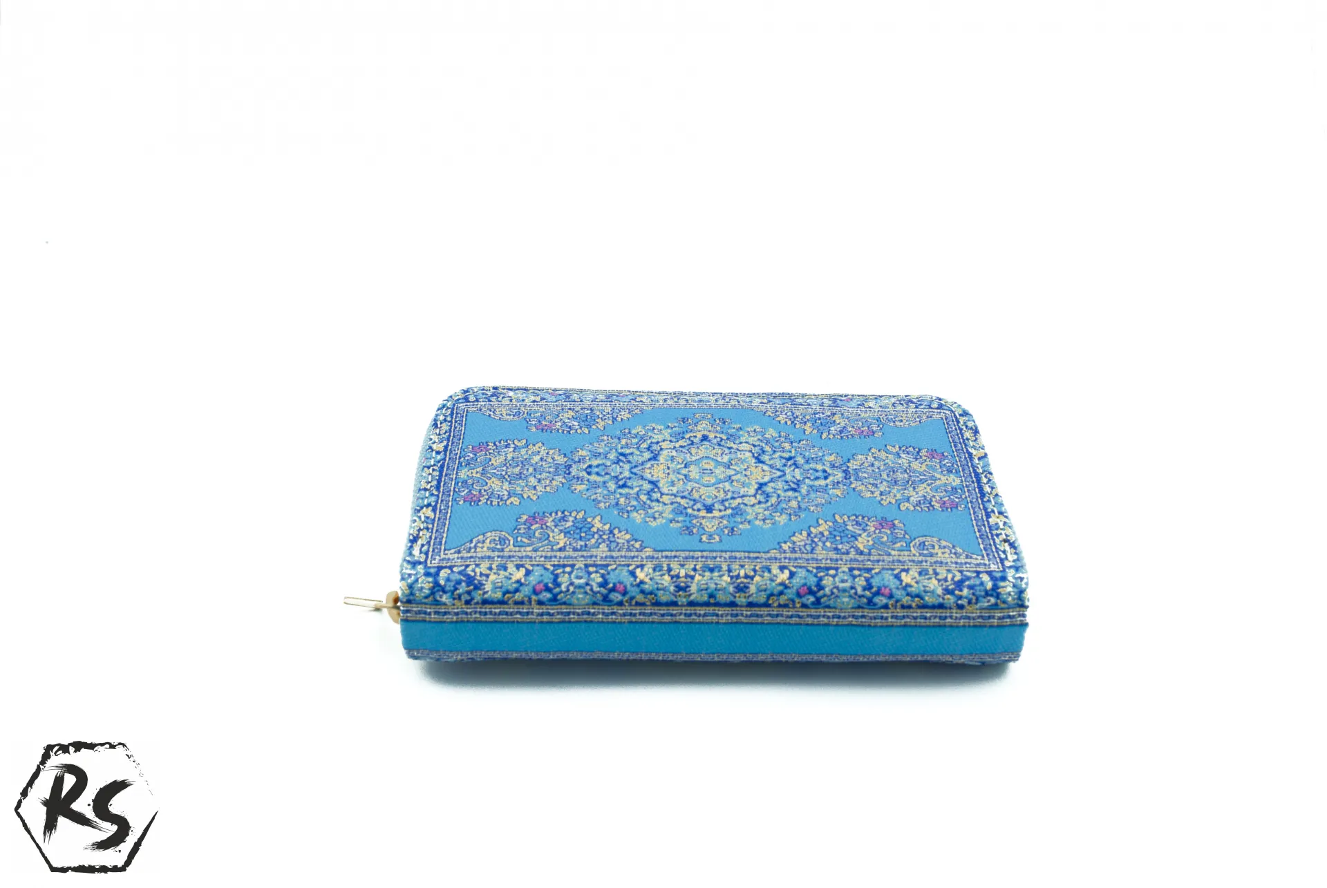 Дамско портмоне от плат с ориенталски дизайн в синьо и светлосиньо 5