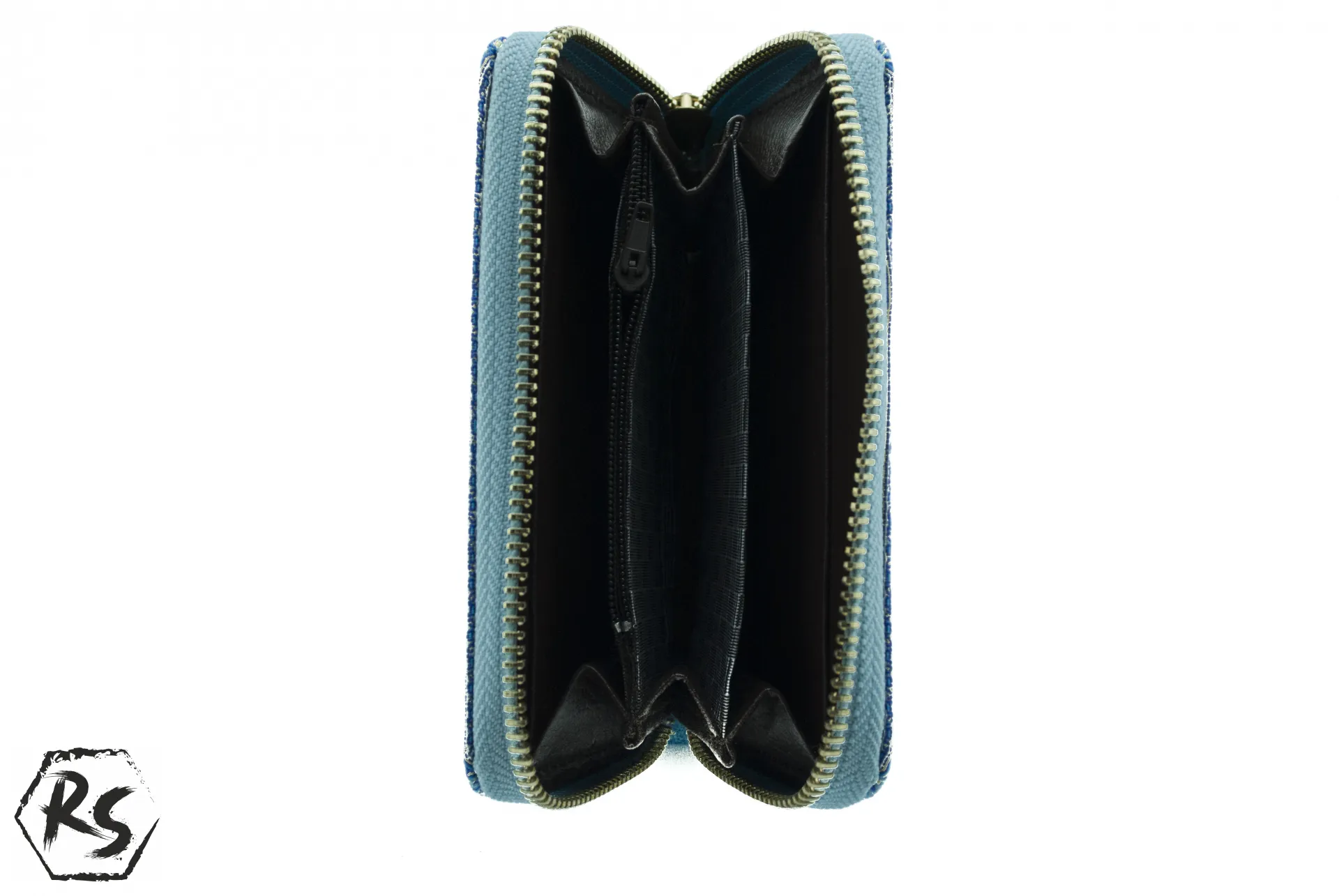 Дамско портмоне от плат с ориенталски дизайн в синьо и светлосиньо 6