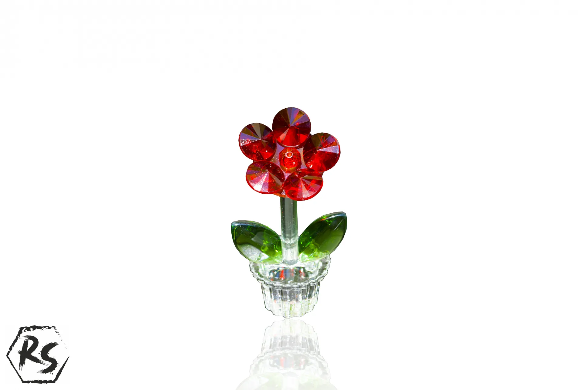 Стъклено цвете с кристални елементи