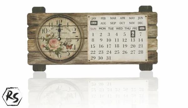 Хоризонтален стенен винтидж часовник с вечен календар