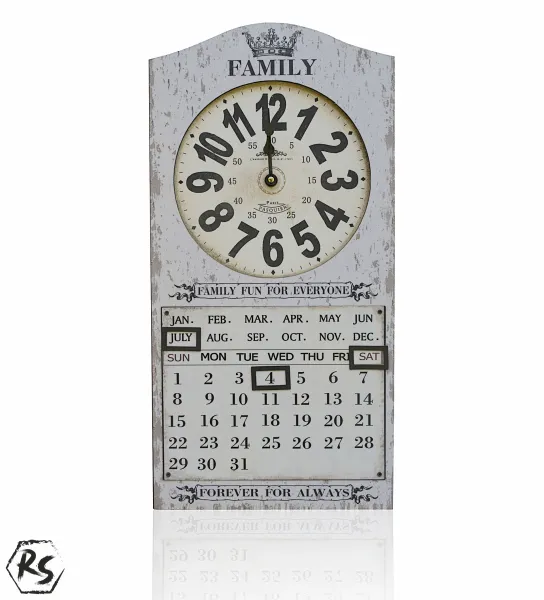 Стенен часовник Family  с вечен календар бял