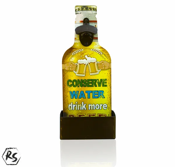 Отварачка за бутилки за стена под формата на бирена бутилка Conserve Water, Drink More Beer