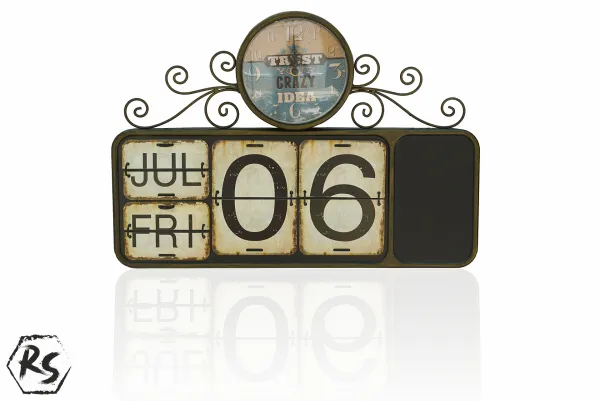 Метален часовник с вечен календар и табло за писане