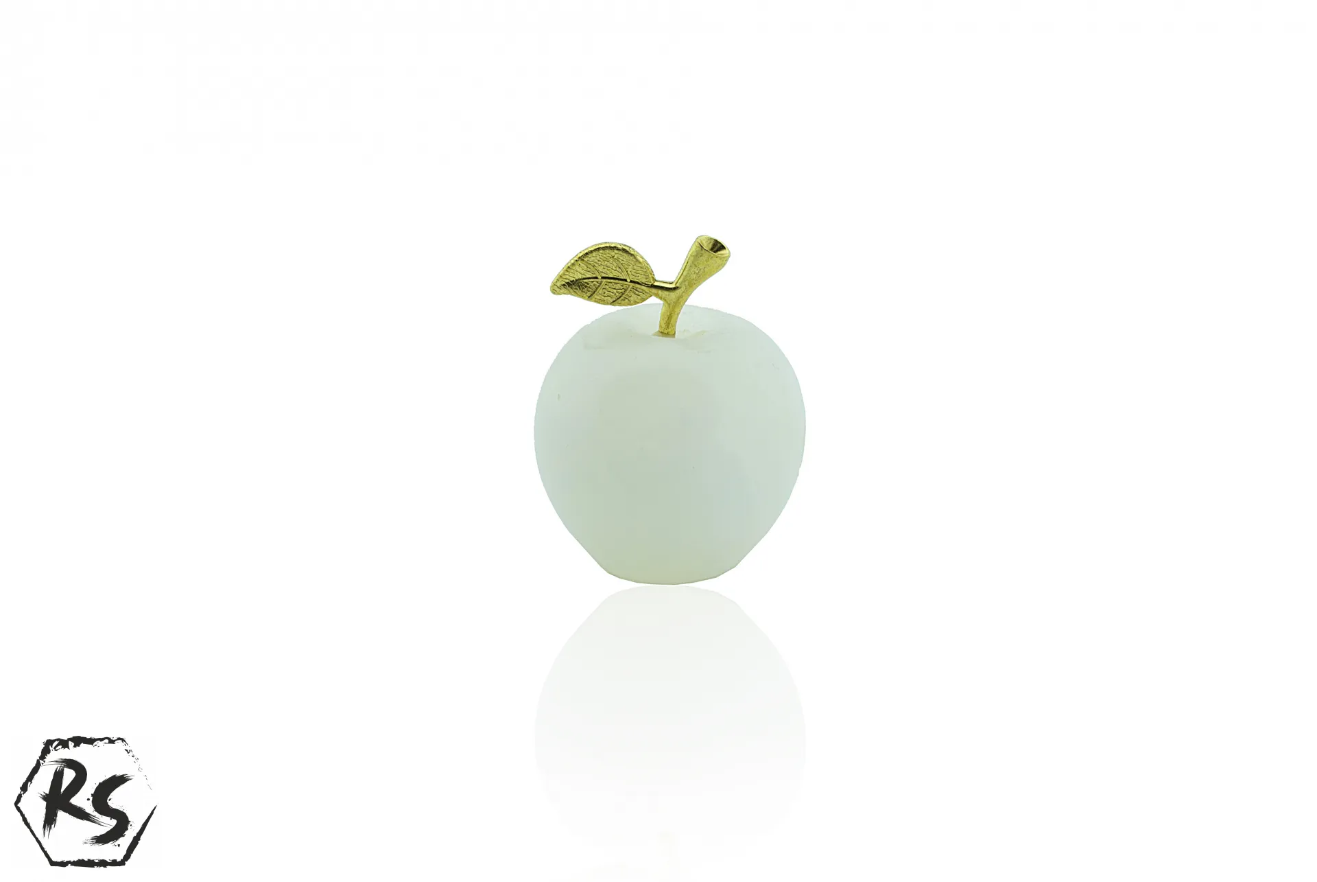 Малка ябълка от бял мраморен оникс 1