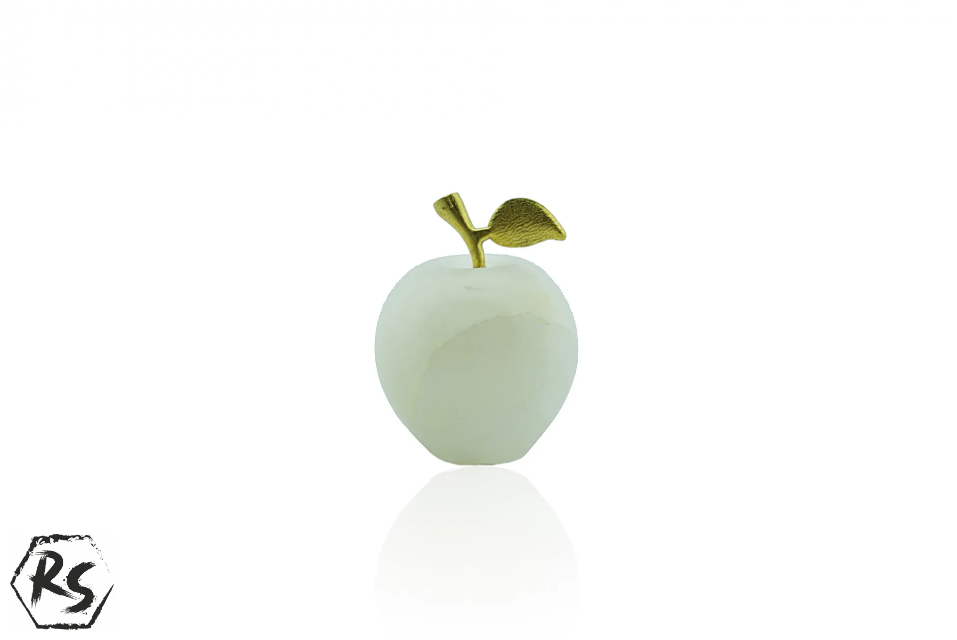 Малка ябълка от бял мраморен оникс 2
