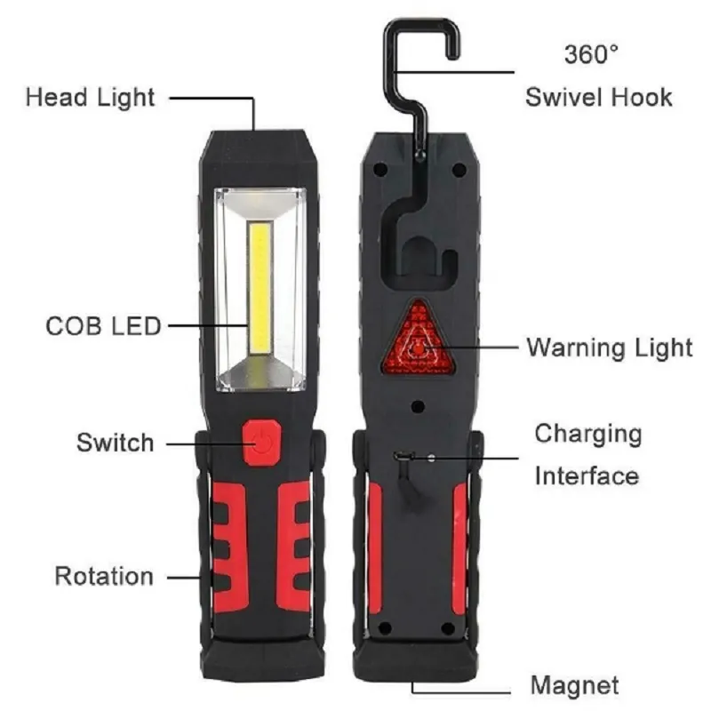Акумулаторна СОВ + LED работна и къмпинг лампа. Зареждане на 12V или на 220V или с USB  3