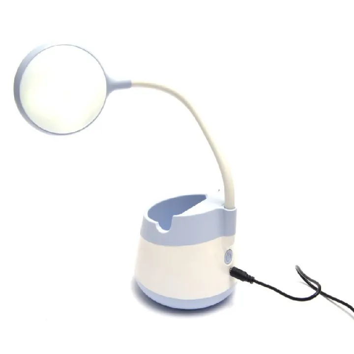 Акумулаторна настолна LED лампа с моливник и поставка за телефон  1