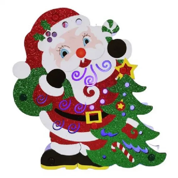  Декоративна светеща фигурка на батерии - Дядо Коледа с елха 