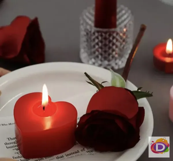 Чаени свещи във формата на сърце 3 бр,  65x65x30 mm 1