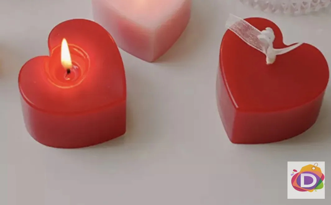 Чаени свещи във формата на сърце 3 бр,  65x65x30 mm 2