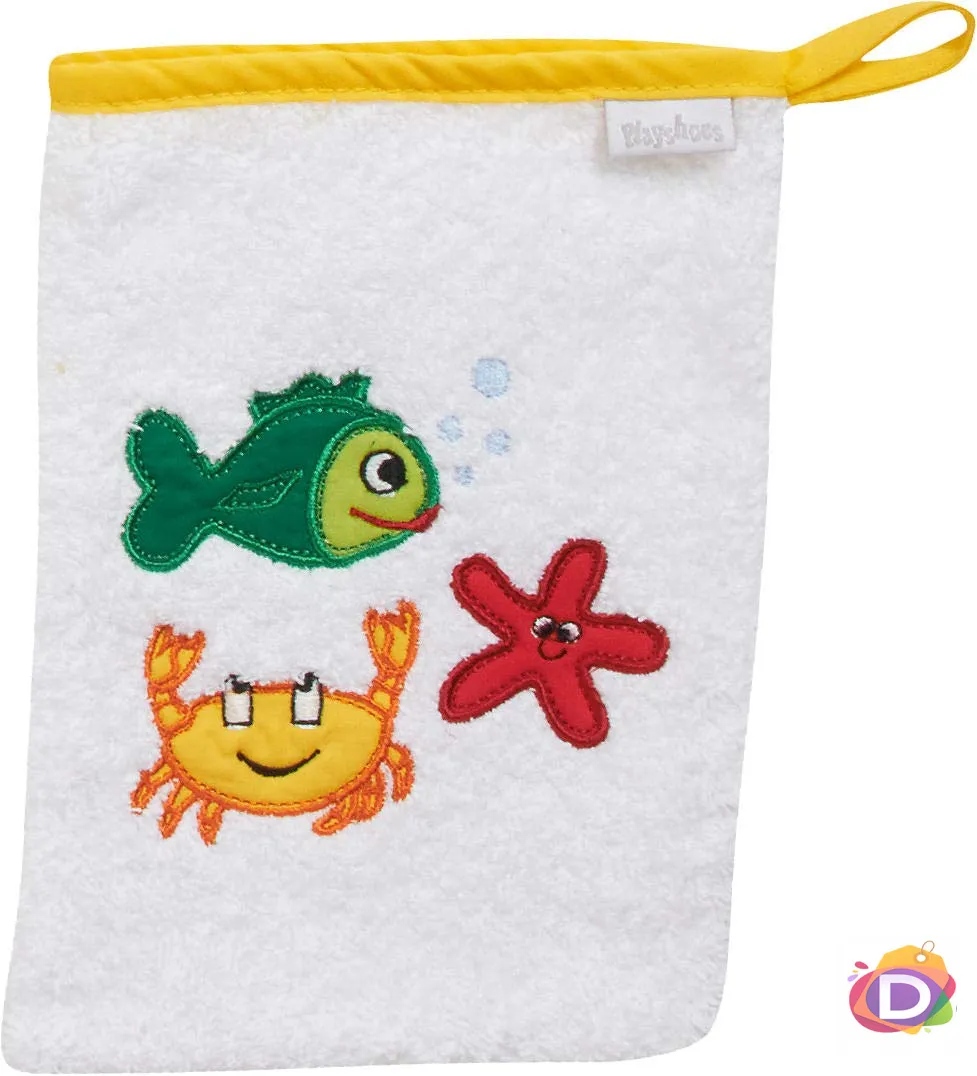 Комплект бебешка хавлиена кърпа с качулка и ръкавица за баня Playshoes Морски животни - Danysgame.com 3