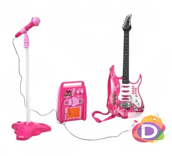 Комплект електрическа китара и микрофон Danysgame, Розов - Код D1032 1