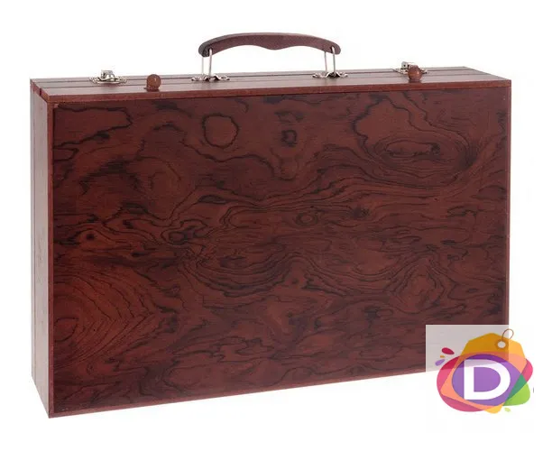 Комплект за рисуване в дървено куфарче, 142 Части, 37.5 х 23 х 8 см - Код D1049 5