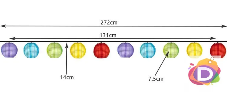 Многоцветен соларен гирлянд, 2 режима на осветление, 3 м, IP44 - Код D1261 3