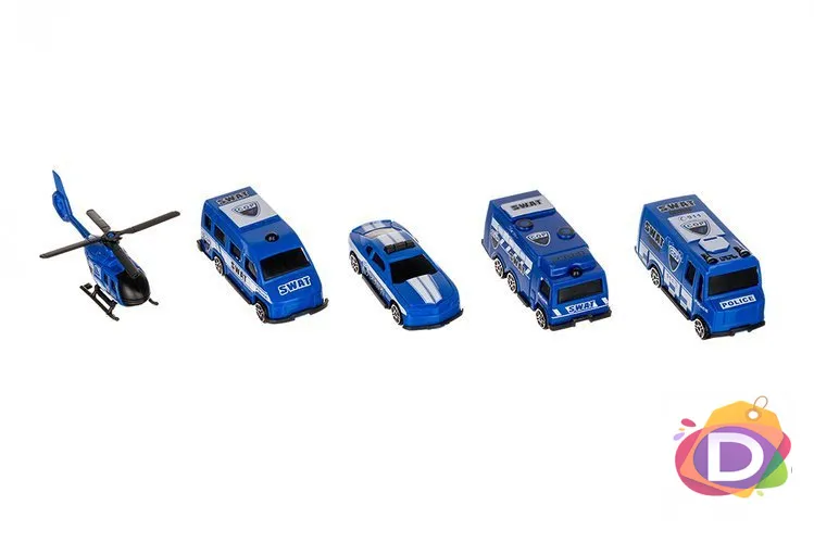 Комплект Детскo влакчe PoliceTrain, Електрически локомотив, Полицейска кола, хеликоптер, с пътни знацi, 92 части - Код1289 4