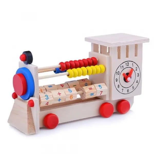 Детско дървено локомотивче със сметало и часовник Danysgame - Код W5067