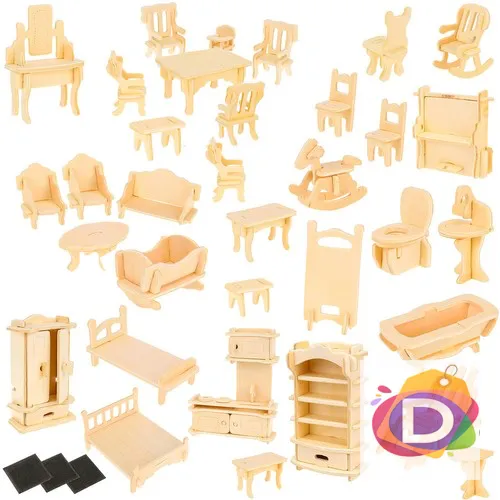 Дървени мебели за къща за кукли - Код D1675 1