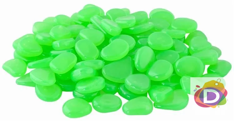 Светещи декоративни камъни, зелени, 100 бр - Код D1678 1