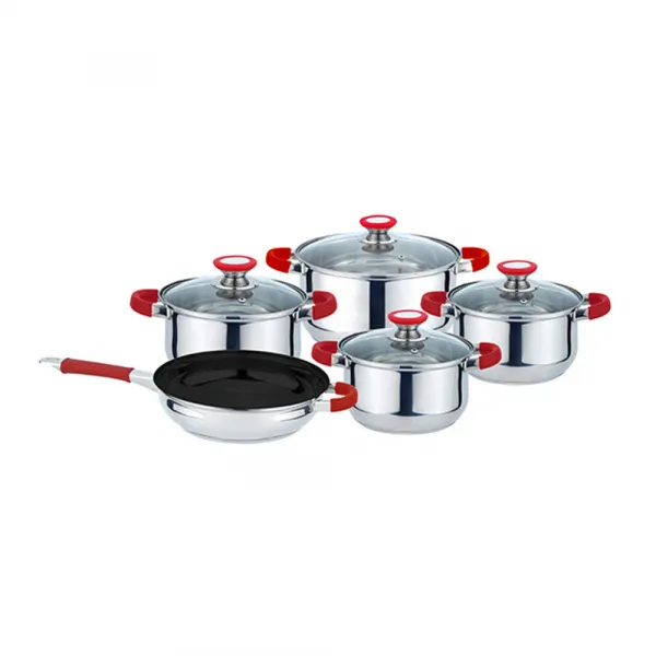 Комплект съдове за готвене Muhler MR-975 NEW 9 части, Червени - Код G8746