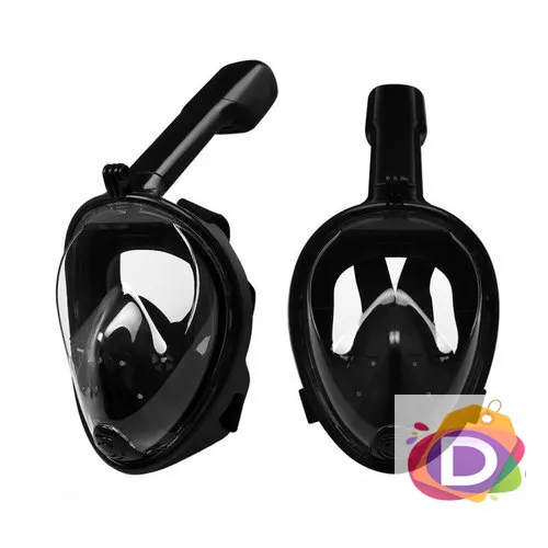 Цялолицева маска за гмуркане с шнорхел, L / XL, черна - Код D1807 1