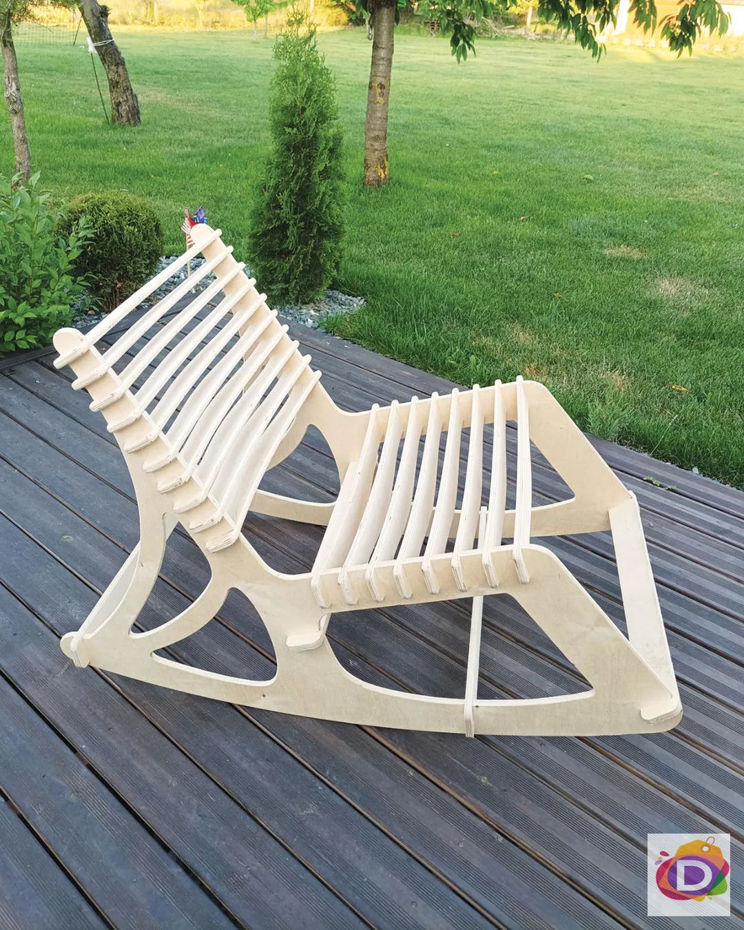 Люлеещ стол, естествен дървесен материал, 62x100x81 см 2