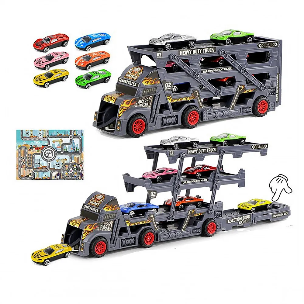 Детски автовоз с катапулт и 6 метални коли Danysgame - Код W5294