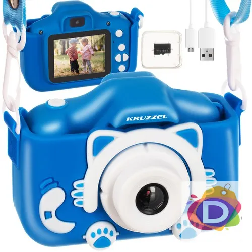 Детски дигитален фотоапарат, FULL HD КАМЕРА + 32GB КАРТА, Син, Kruzzel AC22295 - Код D2096 1