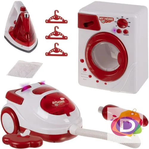 Комплект детски домакински уреди - ютия, пералня, прахосмукачка и аксесоари - Код D2192 1