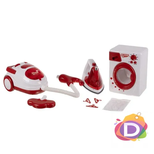 Комплект детски домакински уреди - ютия, пералня, прахосмукачка и аксесоари - Код D2192 2