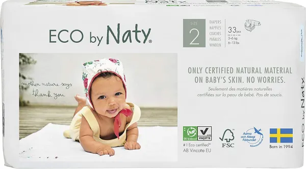 Naty Babycare Еко пелени за бебета, размер 2 