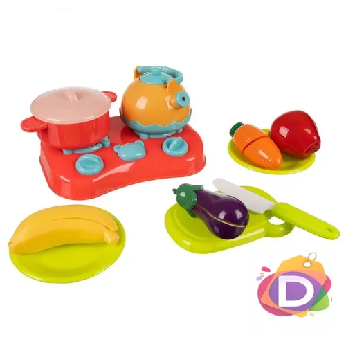 Детски комплект плодове и зеленчуци за рязане в кошница - Код D2202 2