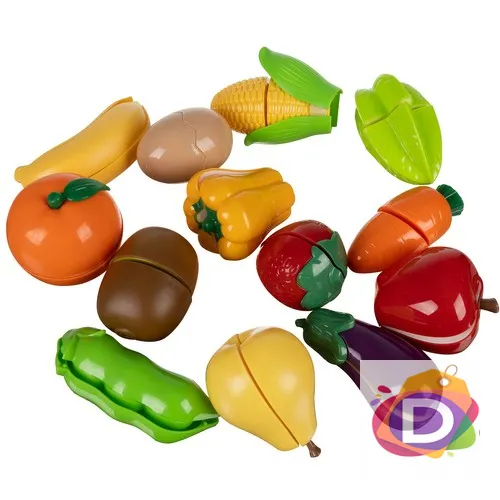 Детски комплект плодове и зеленчуци за рязане в кошница - Код D2202 3