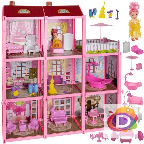 Триетажна къща за кукли + кукла и обзавеждане - Код D2259 1