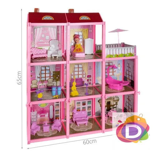 Триетажна къща за кукли + кукла и обзавеждане - Код D2259 3