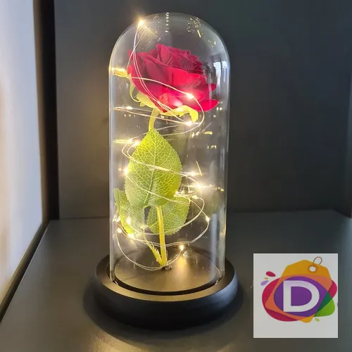 Роза в стъкленица + луксозна кутия и 100 бр. розови листенца - Код D2332 3