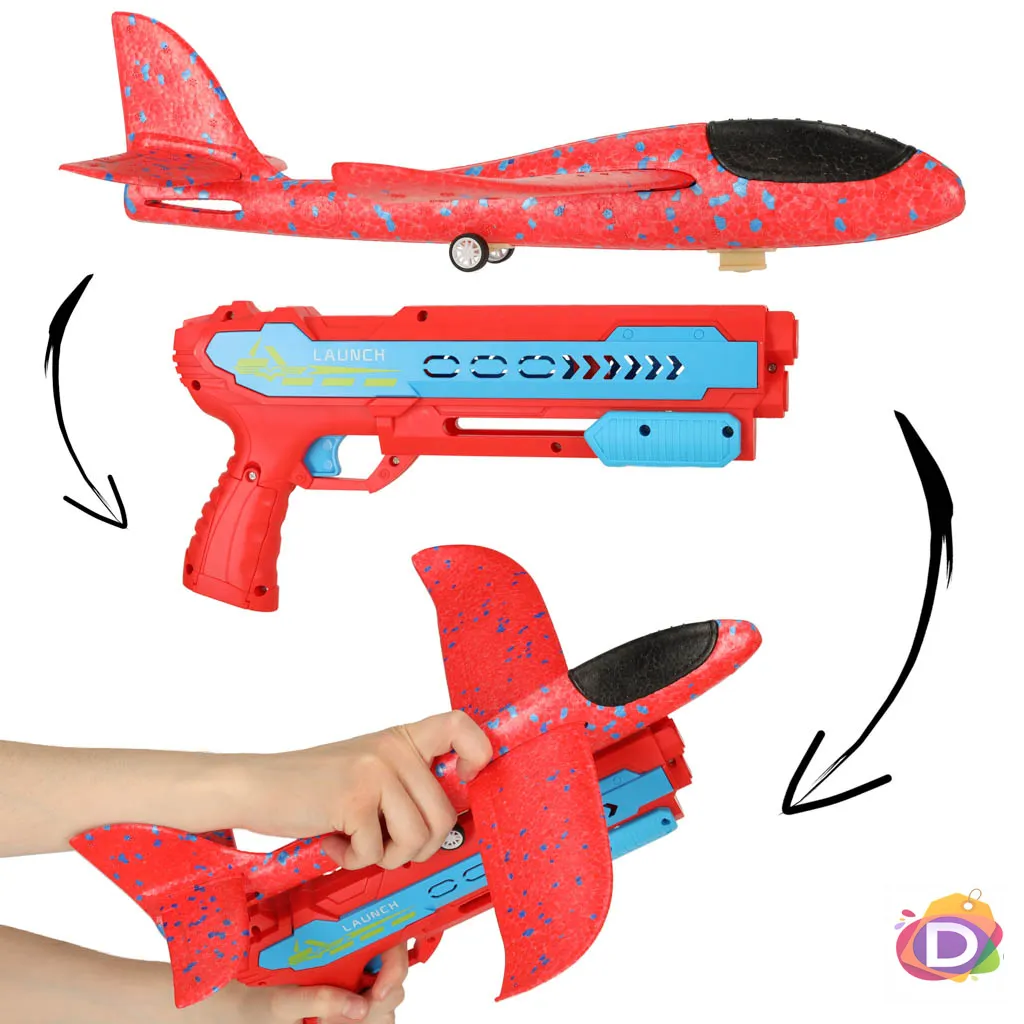 Детски комплект пистолет и самолет за изстрелване - Код D2414 2