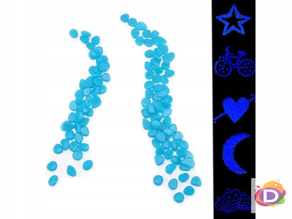Светещи декоративни камъни, сини, 100 бр - Код D2524 2