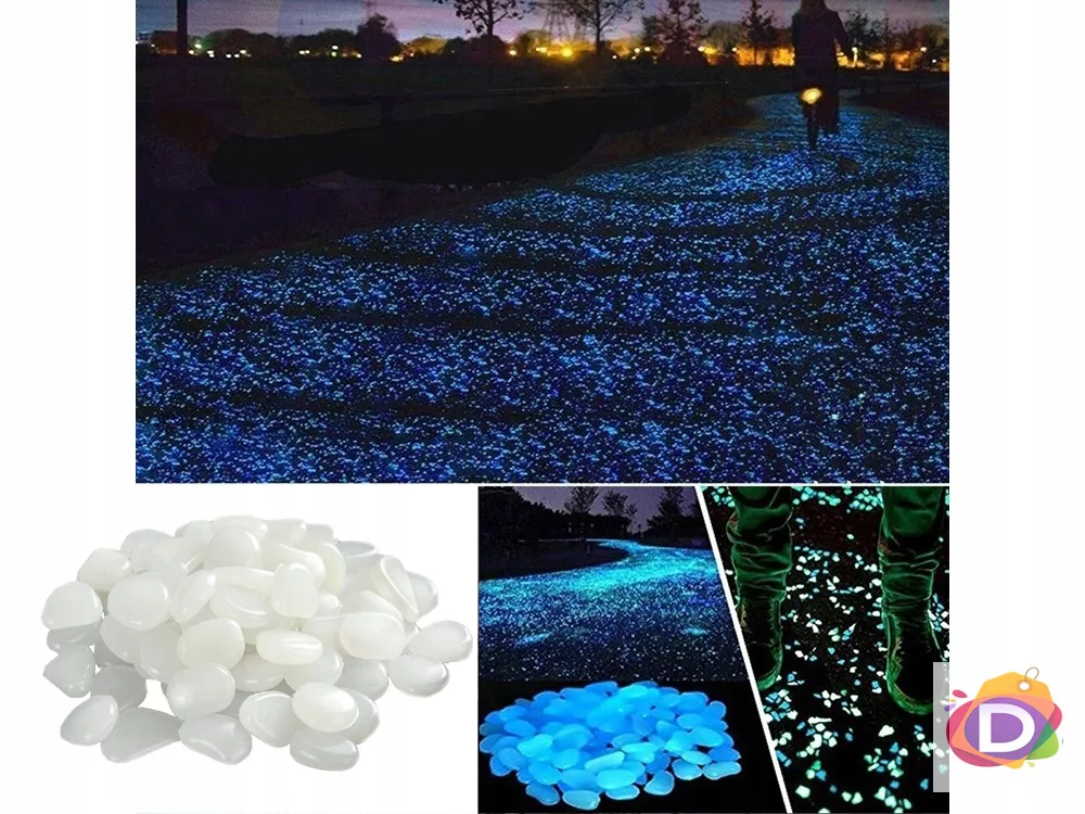 Светещи декоративни камъни, бели, 100 бр  - Код D2525 3