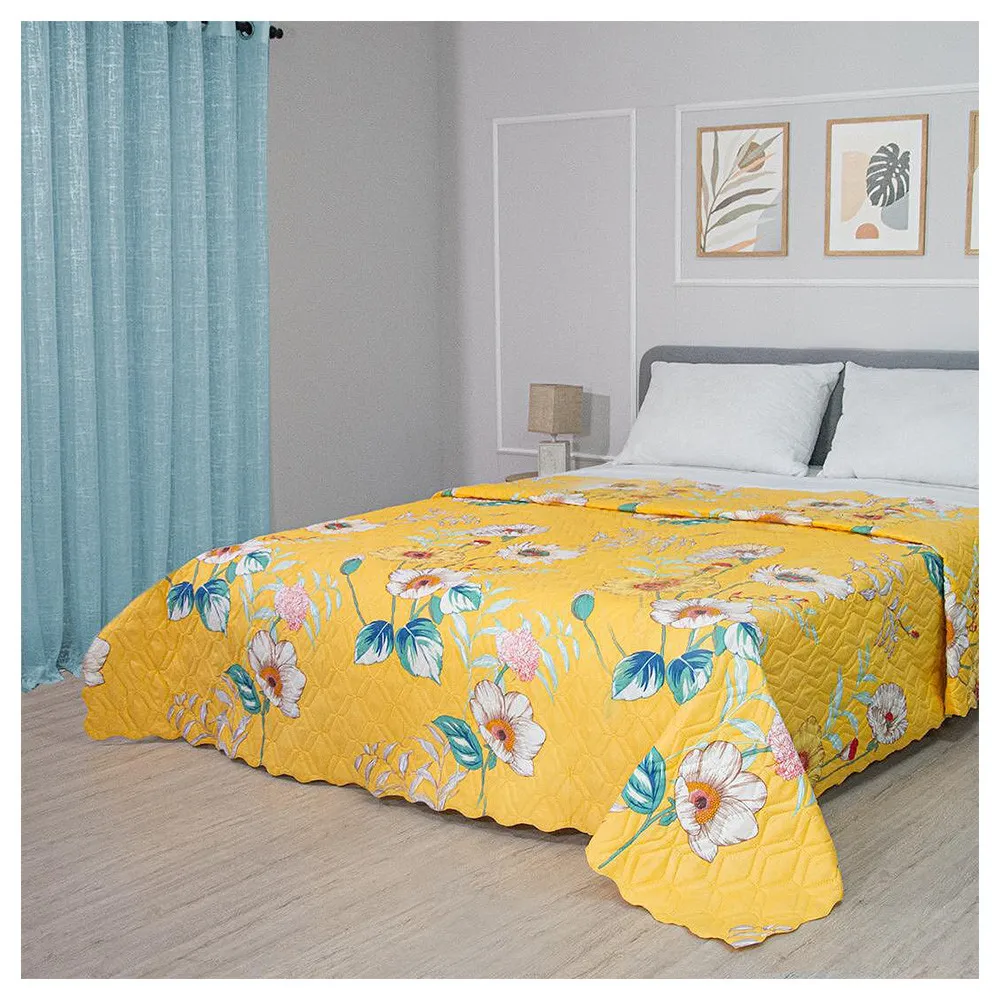 Двулицево шалте Изи Лития, За единични легла и дивани, 150х220 см., Капитонирано, Жълт - Код S16080