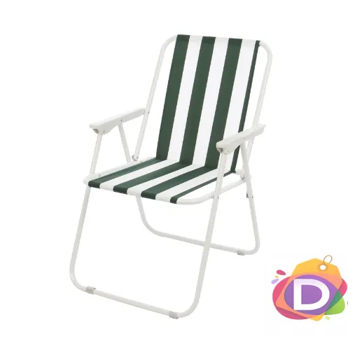Сгъваем стол Bergamo, метален, зелен/бял -Код D2591 1