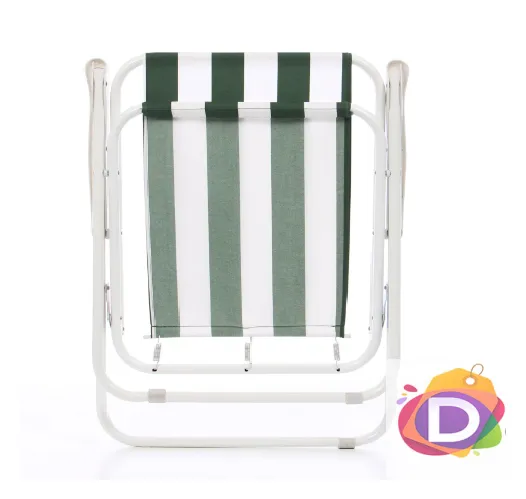 Сгъваем стол Bergamo, метален, зелен/бял -Код D2591 2