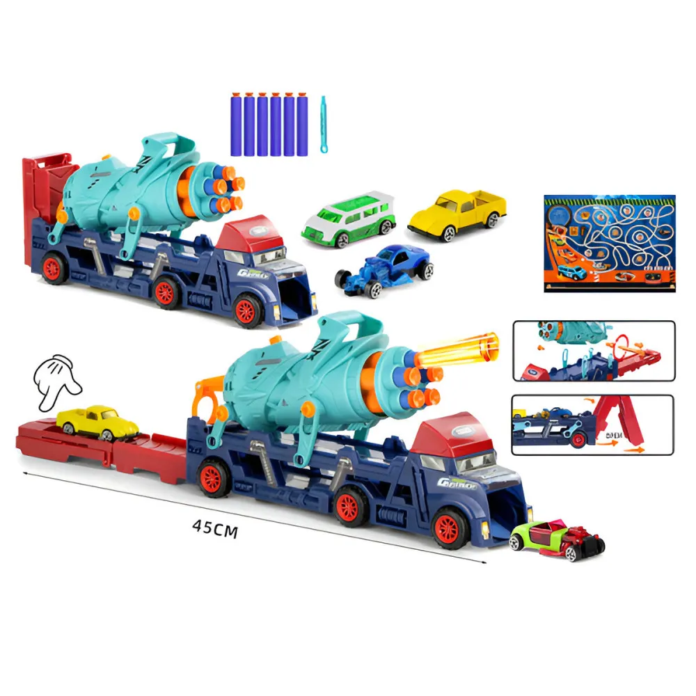 Детски автовоз с катапулт, 3 коли и оръдие Danysgame - Код W5460