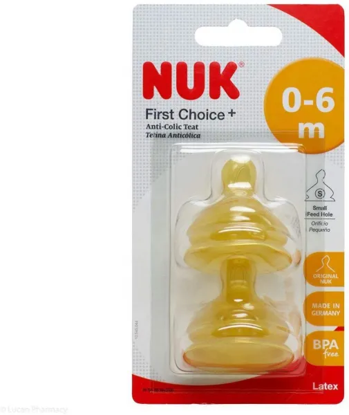 Комплект NUK каучуков Накрайник-Биберон 2 бр ,  0-6месеца, размер s 1