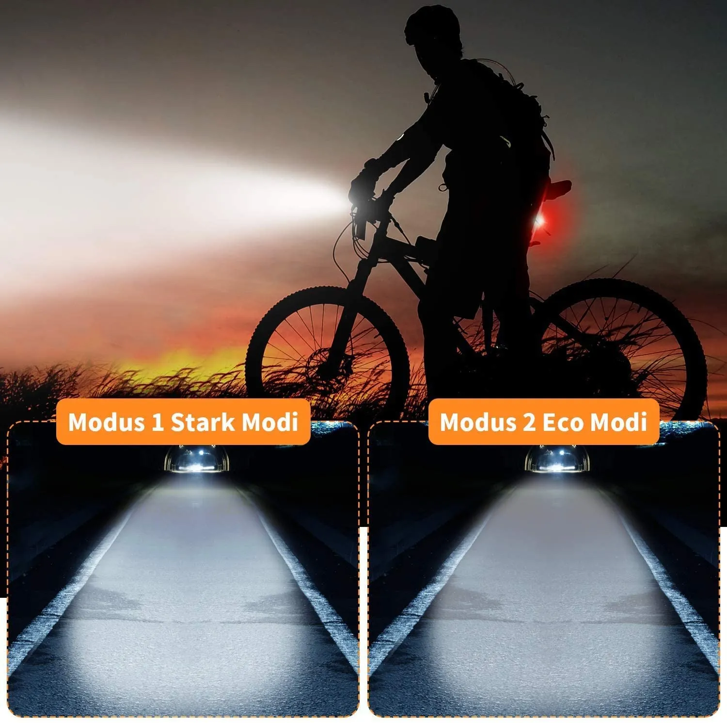 Комплект LED светлини за велосипед Antimi, 300 lum, IPX5, Osram led 4