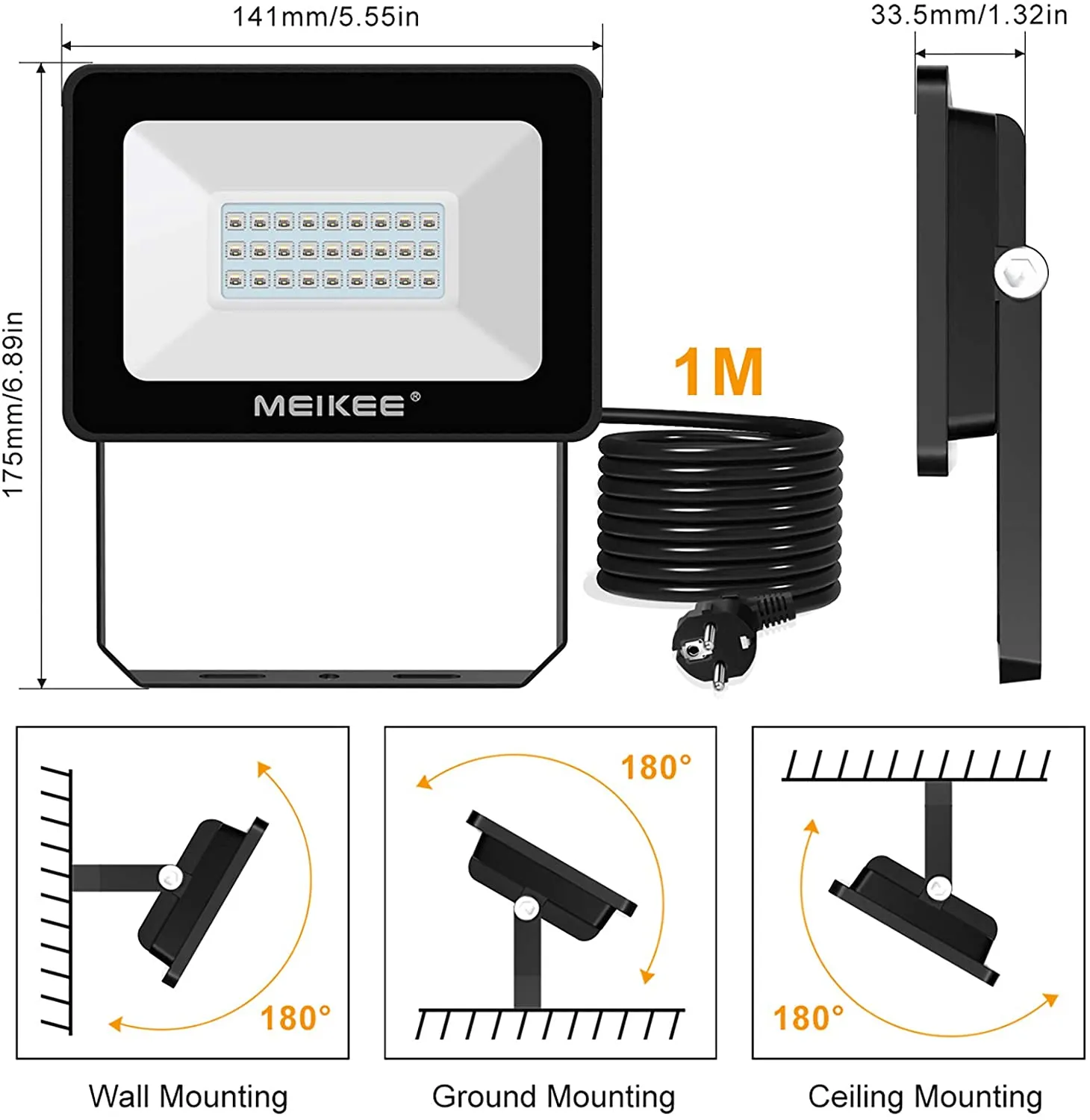 Meikee RGB прожектор с дистанционно управление, 10W, IP66 3