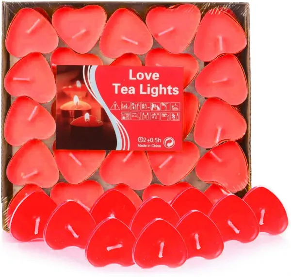 Чаени свещи във формата на сърце 50 бр. 1