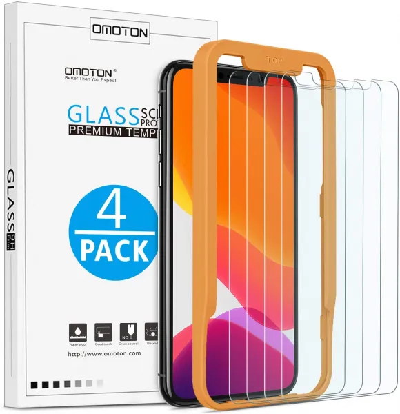 OMOTON 4бр Стъклен протектор + рамка за iPhone XS / iPhone X / iPhone 11 Pro 1